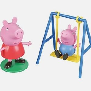 Peppa Pig Swing Set Cake Topper - Pink, Blue, and Yellow